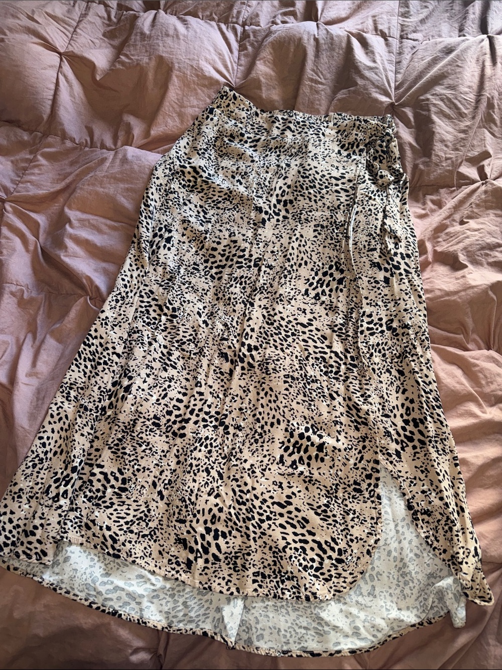 Maurices Beige and Black High-Low Animal Print Skirt
